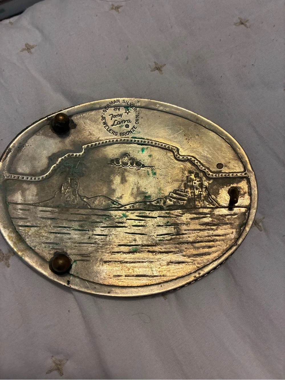 Tony Lama Vintage Western Cowboy Horse Rider Belt Buckle German silver